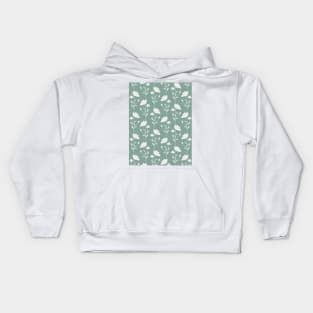 Floral Pattern On Green Sage Kids Hoodie